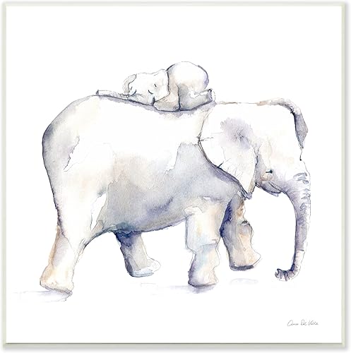 Stupell Industries Placa de pared infantil con diseño de elefante para dormir en la madre, diseño de Aimee Del Valle, 12 x 12 pulgadas, color gris