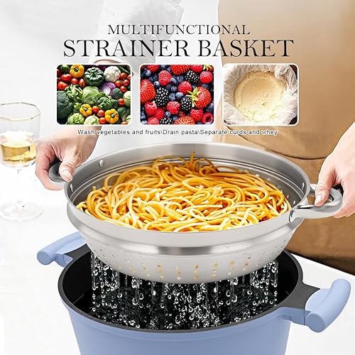 Miniatura 6 de Bobikuke Olla de vapor de 6.5 cuartos de galón con tapa, olla antiadherente con vaporizador de verduras para cocinar, sin PTFE y PFAS, ollas de