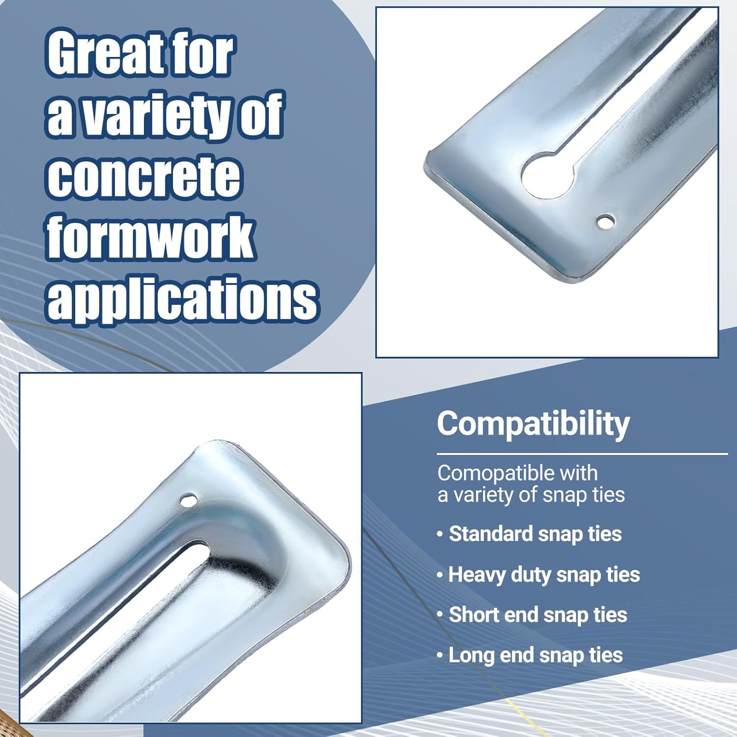 Gisafai 25 Pcs Galvanized Steel Snap Tie Wedge for Concrete Forms Tie Wedges Size 2-3/8" L x 6-1/8" W Compatible with Standard Heavy Duty Short Long End Snap Suitable for Concrete Projects