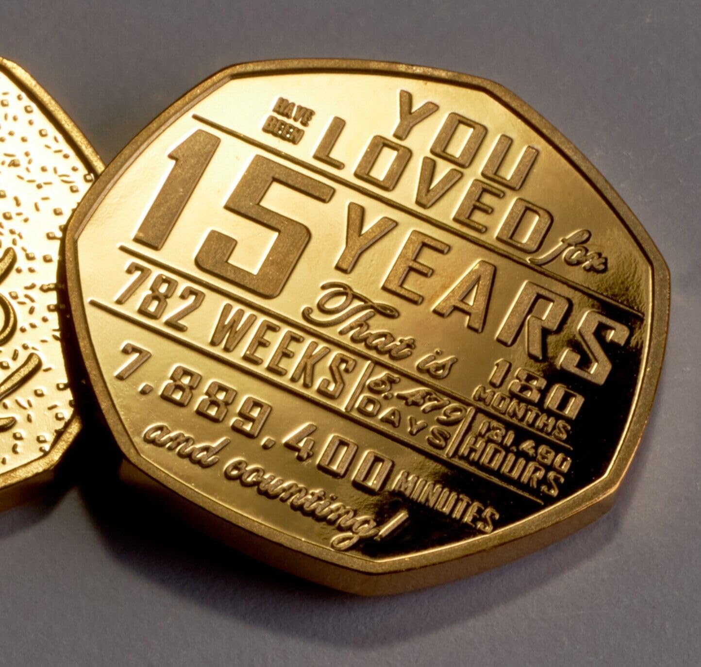 The Commemorative Coin Company 15th Birthday Gold Commemorative. 15 Years 'And Counting' Gift/Present Congratulations/Party/Ideas/Son/Daughter/Grandson/Granddaughter
