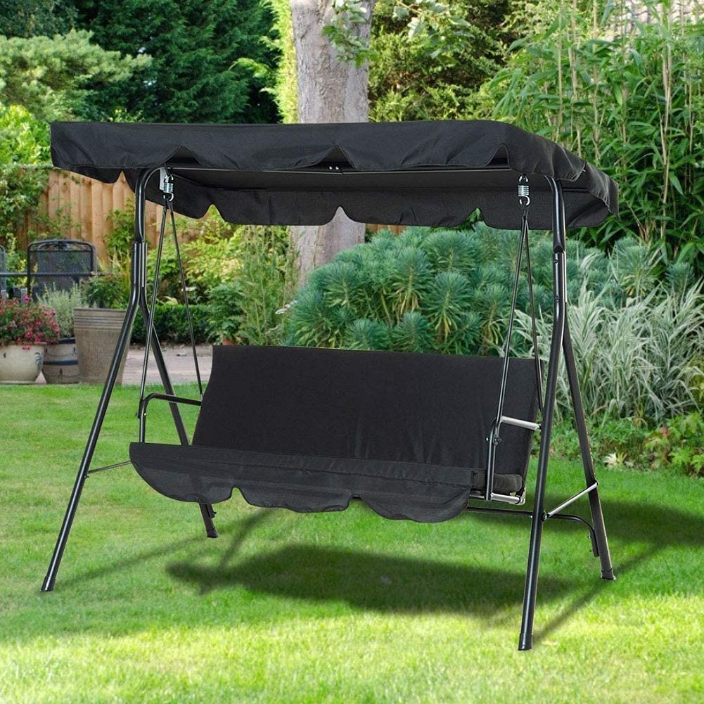 Housse de balancelle d'extérieur imperméable pour 3 personnes avec auvent en métal pour balancelle de jardin, terrasse, terrasse