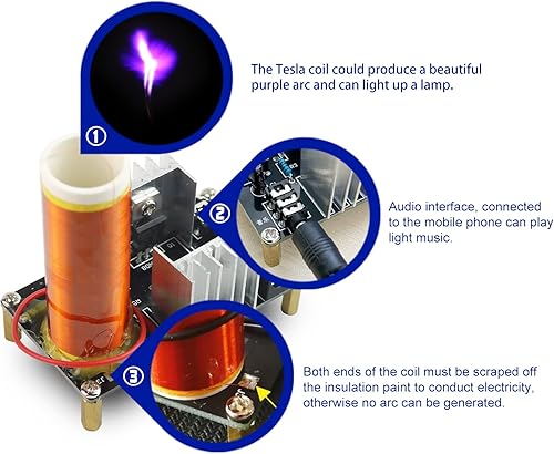 Miniatura 10 de YIDAB Kit de práctica de soldadura de 5 proyectos electrónicos de bricolaje kit de soldadura de bobina Tesla habilidades de soldadura simples kit de