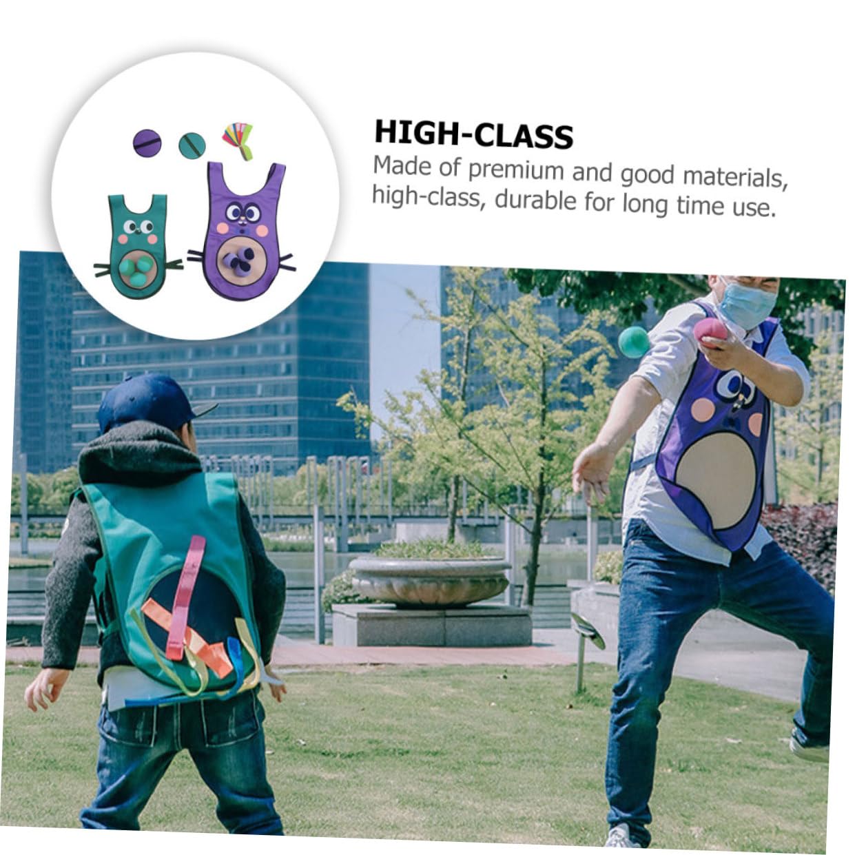 BESTonZON 1 Set Chaleco y Bolas Adhesivas para Juego de Equipo, Juguete para Niños al Aire Libre, para Desarrollo de Habilidades Sociales y Motoras Color Aleatorio