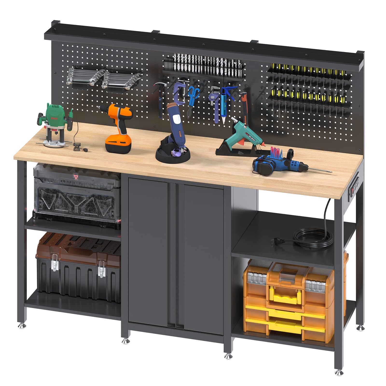 JFHID 60'' Workbench and Garage Cabinet Storage System 2000LBS