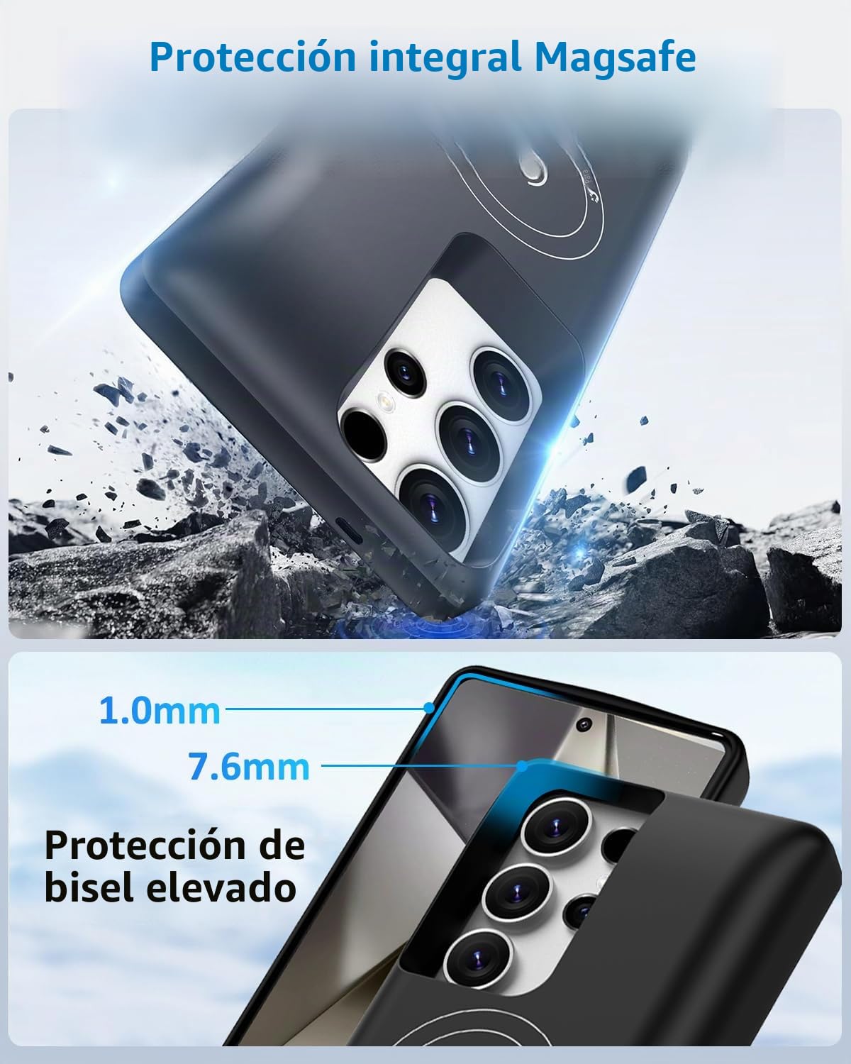 Funda de batería para Samsung S24 Ultra, 15000 mAh, ultrafina, de alta capacidad, magnética, recargable, carga extendida, cargador portátil para Samsung S24 Ultra (6.8 pulgadas), color negro