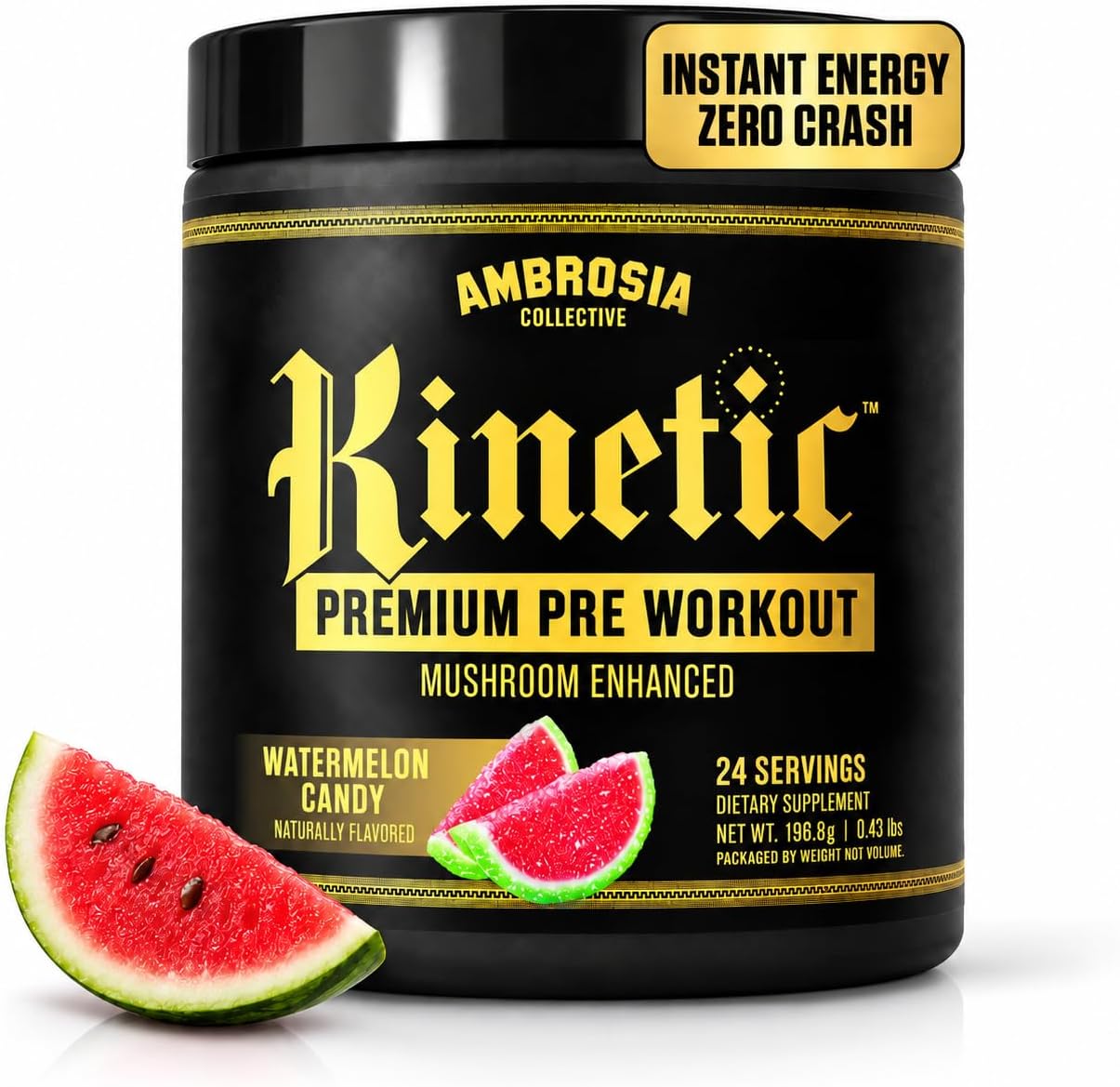 Organic Mushroom Pre Workout Powder | Lion's Mane, Cordyceps & Reishi | Clean Pre Workout | Mushroom Energy & Focus | 24 Servings | Watermelon Candy