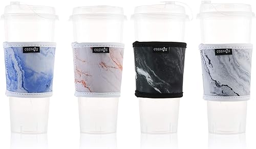 Miniatura 2 de CM Funda reutilizable para taza de café, funda aislante de neopreno resistente al calor, para café, té, bebidas frías y calientes (patrones de