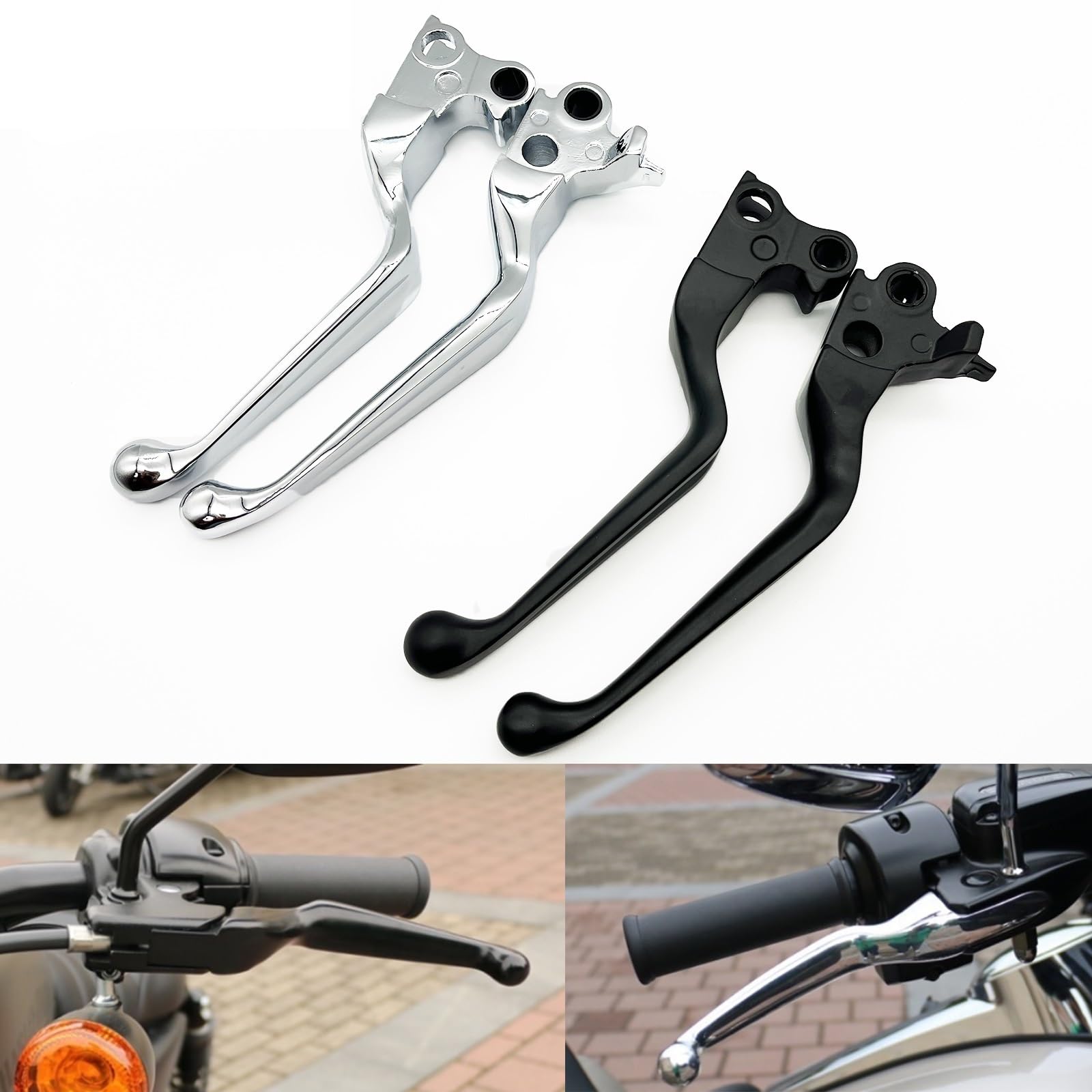 Zestaw linki sprzęgła motocykl Pasuje do Harley Touring Road King 1996-2007 Sportster 1996-2003 dźwignie ręczne sprzęgła hamulca motocyklowego(Silver)