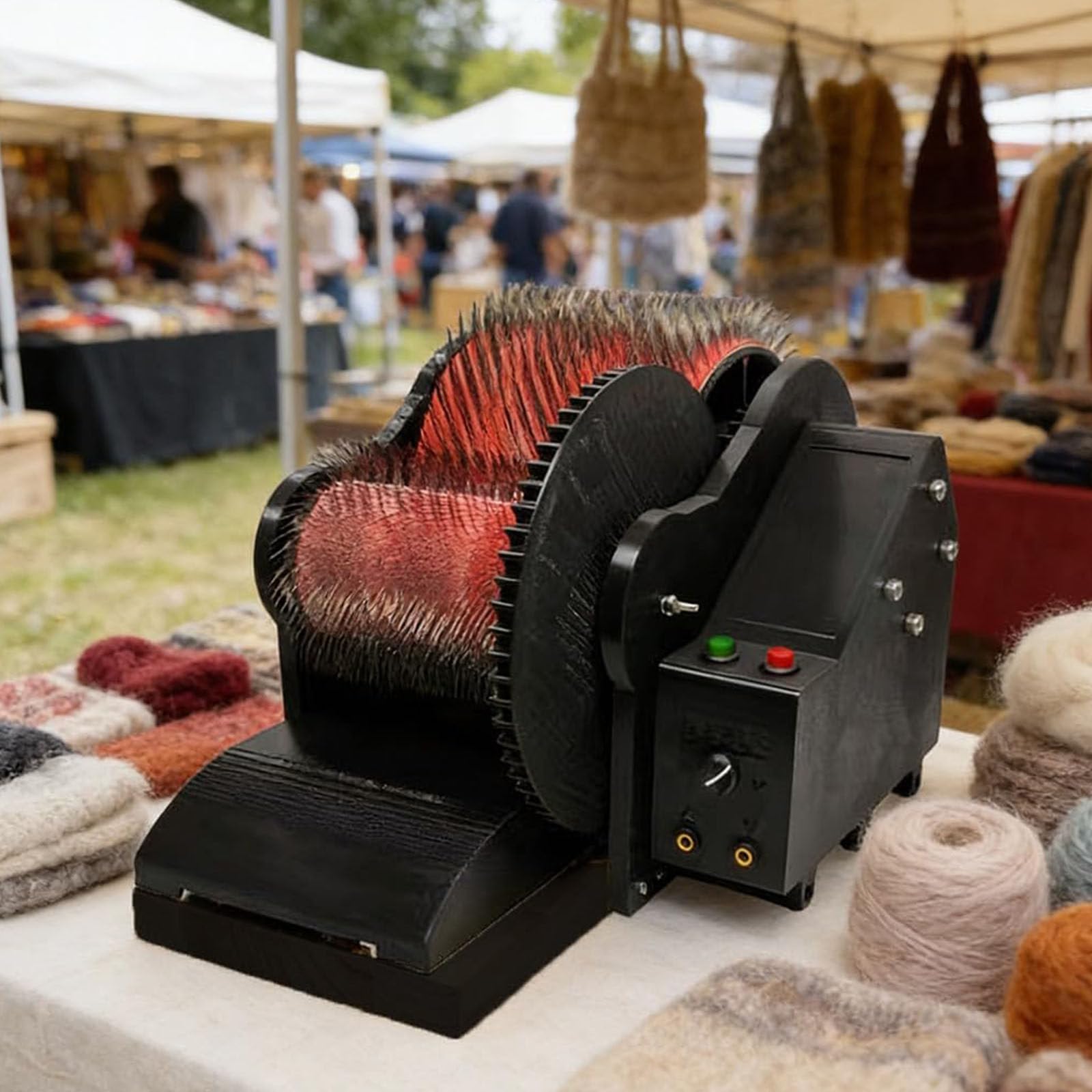 Haizethonic Multicolor Electric Drum Carder,Wool Fiber Machine,0–56 Rpm Fiber Carding Machine With Foot Pedal For Wool/Alpaca & Dog Hair,Dual Rollers For Spinning,Felting & Art Yarn