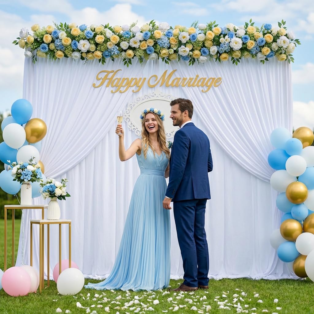 Tissu de Fond Toiles de Fond de Mariage pour Anniversaire (Blanc, 6x3M)