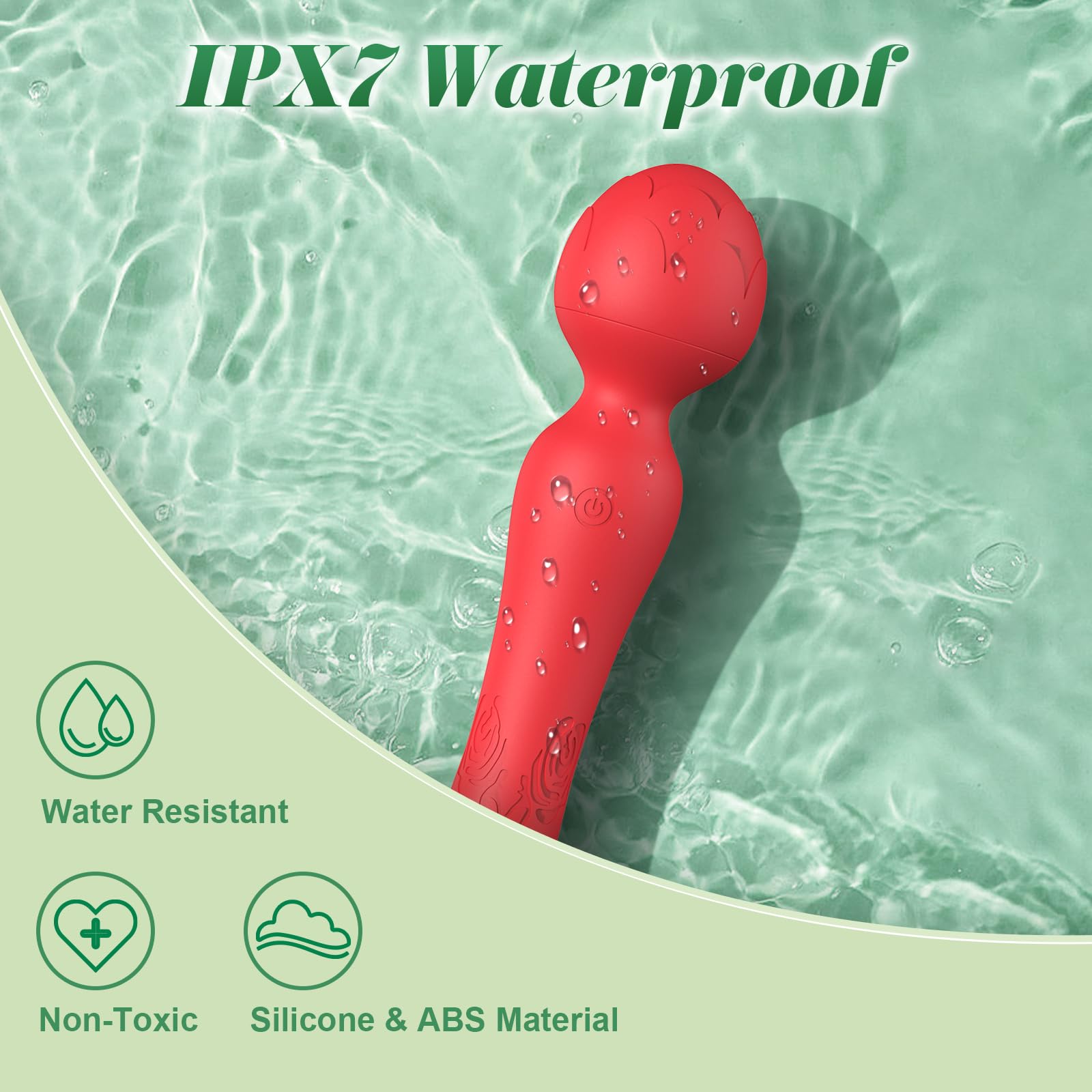 Wand Vibrator Rose Sex Toy - Clitoral Stimulator Anal Nipple G Spot Vibrators, Rose Adult Sex Toys Magic Quiet Cordless Massager & Waterproof, Female Vibrator Sex Toy Sexual Pleasure Tools for Women