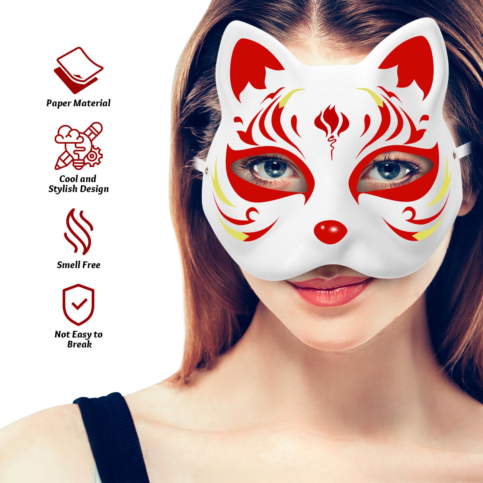 SOLUSTRE 100 Pièces Masques en Papier Blanc pour Loisirs Créatifs, Forme Chat, Diy, Matériau Papier, pour Halloween et Célébrations Festives