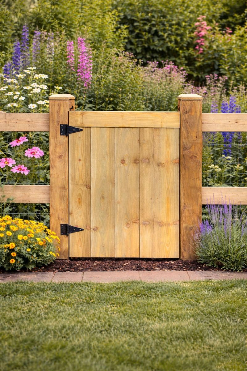 Wooden Featheredge Garden Gate,Wooden Pressure Treated 3FT 90CM ((90cm High x 99cm Wide x 5cm Deep))