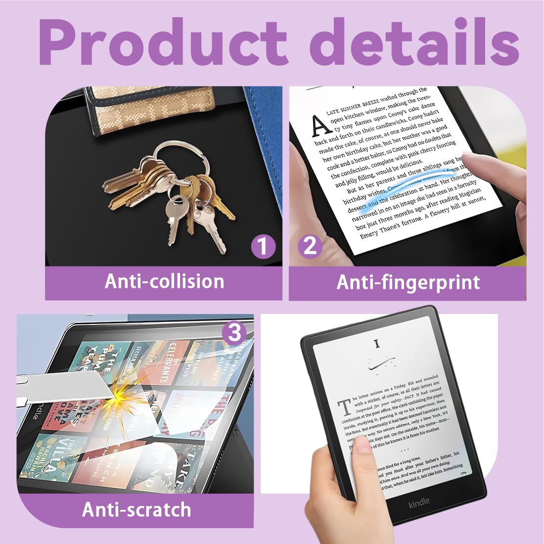Kindle Paperwhite Pellicola Protettiva 3 Pezzi 7 Pollici Antiriflesso 12A Generazione 2024