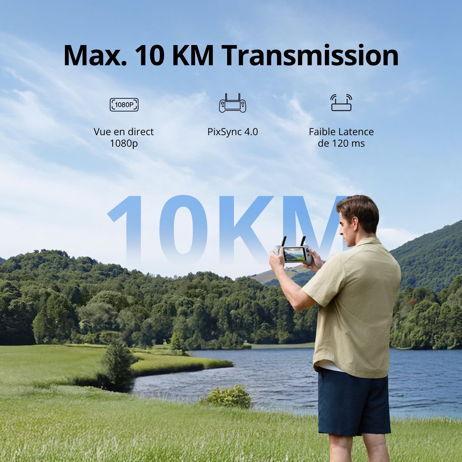 Potensic PTD 1 Télécommande avec Écran Tactile HD 5,5" Intégré, Transmission 10 km, Autonomie 3h, Mémoire 32 Go, pour Drone Atom 2