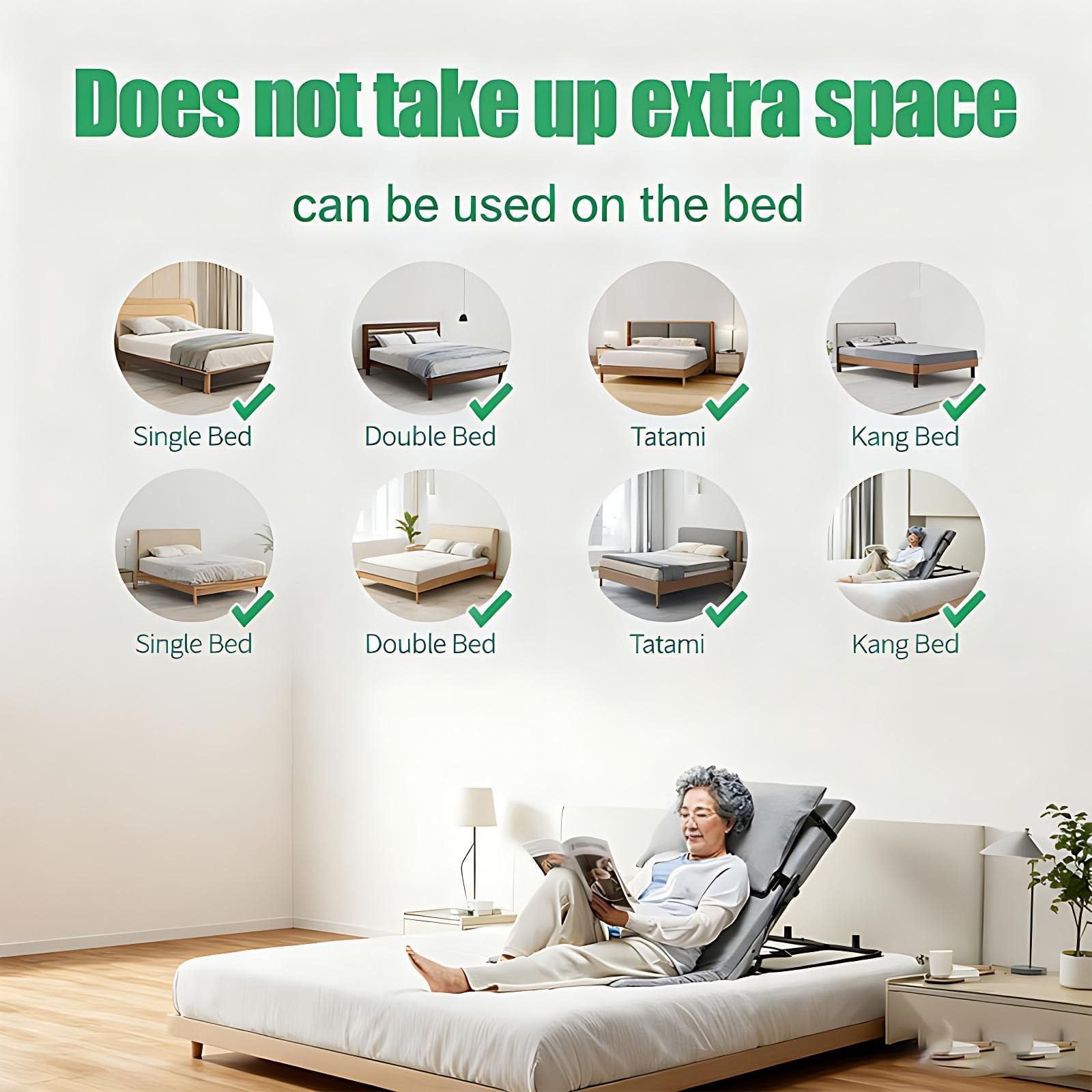 Respaldo De Cama Elevador Eléctrico - Elevador De Almohada Médico Portátil para Soporte De Cuello Y Zona Lumbar, Reflujo Ácido, Colchón Ajustable, Ayuda para Sentarse Y Levantarse,Gris