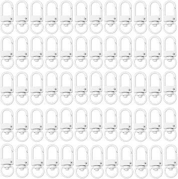 Keychain Clasp Keychain Clip Accessories Bulk 60pcs Colorful Lobster Claw Clasps for Keychains Clips Bag Charm Clip Swivel Clasp Hooks for Purses Craft DIY Key Chain Making Supplies White