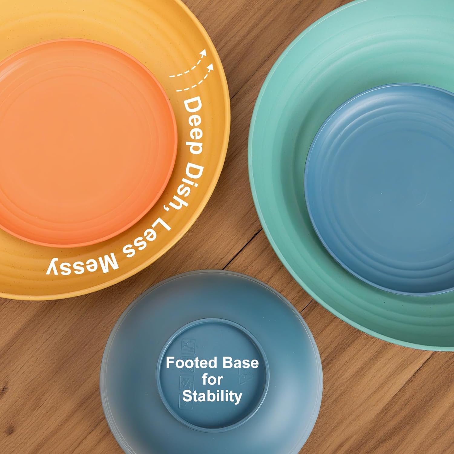 Wheat Straw Dinnerware Sets for 8, Unbreakable Plates and Bowls Sets for 8, 32-Piece Dishes Set, Microwave Safe Plastic Plates Reusable, Cups and Bowls Sets for Kitchen, Outdoor - Multi - Image 6