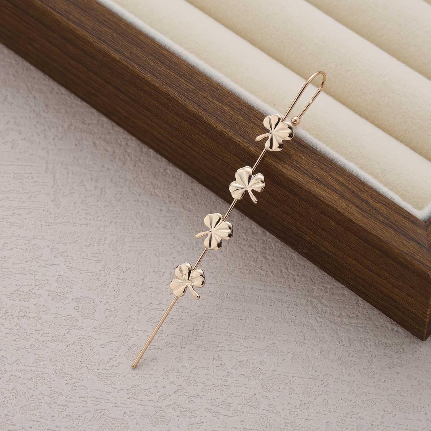 Leaf Ear Wrap Hook Earrings Gold Leaf Ear Crawler Earrings Vintage Ear Cuff Climber Hook Earring Leaves Stud Earring Jewelry for Women - Image 3