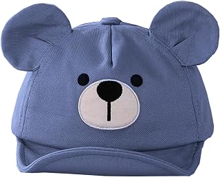 BabyMoon Cotton Baby Kids Boys Girls Summer Cap Bear Design | 0-2 Years | Blue Price In India