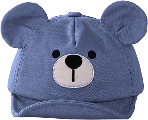 BabyMoon Cotton Baby Kids Boys Girls Summer Cap Bear Design | 0-2 Years | Blue