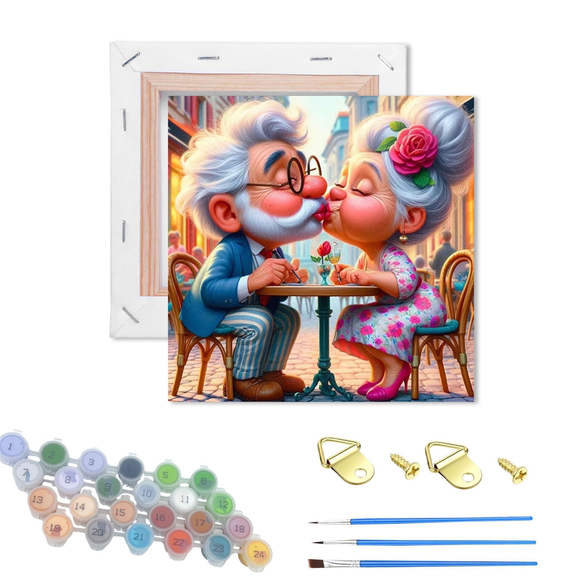 Huimanhe Wooden Framed Adult Paint by Numbers Kits,Easy Painting by Number Kits on Canvas,Color by Numbers Acrylic Watercolor Gifts for Friends Home Wall Decor (Couple)