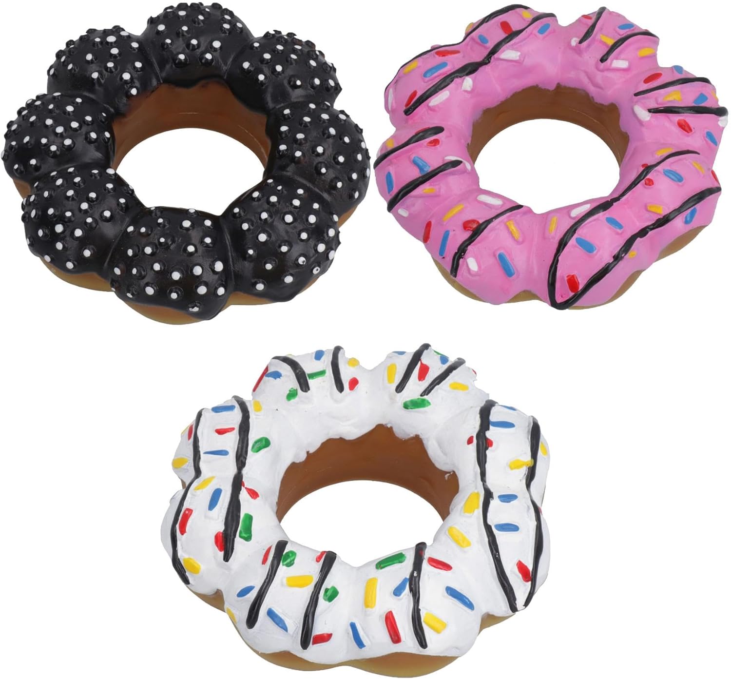 3pc Pet Dog Vinyl Donuts Bundle Food Dog Toy Play Toy with Squeak