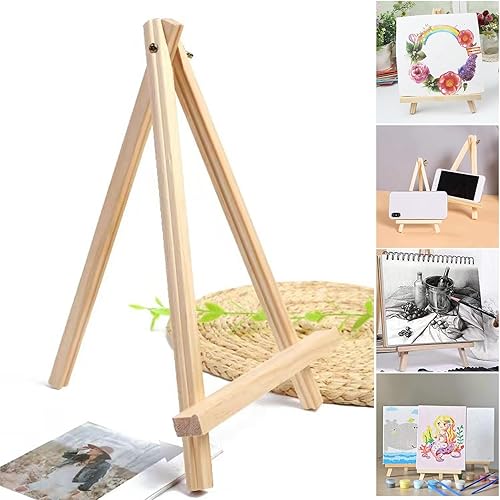 Miniatura 2 de Soporte de exhibición pequeño plegable de 10 pulgadas, caballete de artista con marco en A, caballete de trípode de madera, inclinación ajustable,