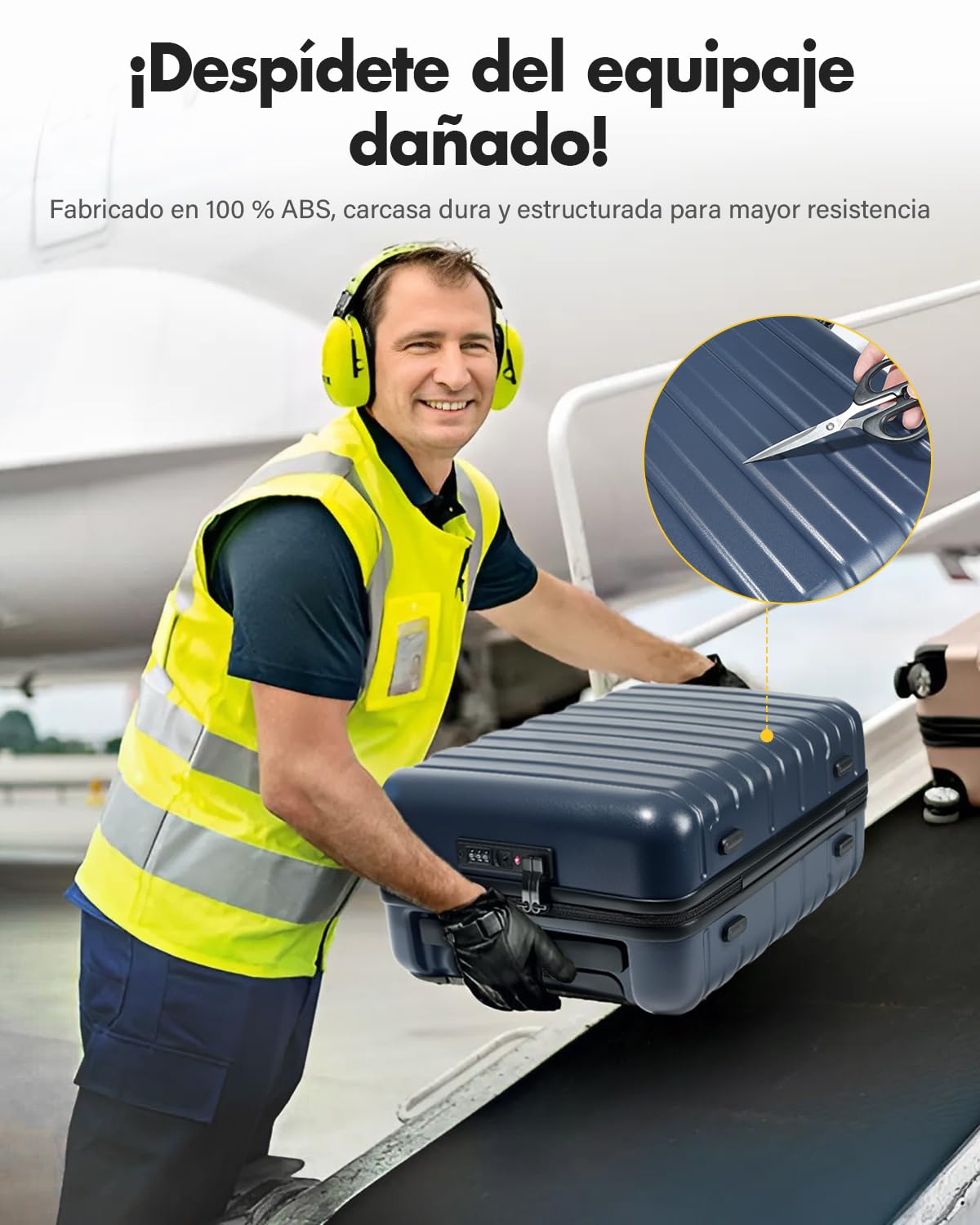 Lekesky Maleta de Viaje Cabina 55x35x25cm, Rígida Trolley Equipaje de Mano Cabina con Cerradura TSA y 4 Ruedas, Carcasa Rígida de ABS Ligera, 38L, Azul