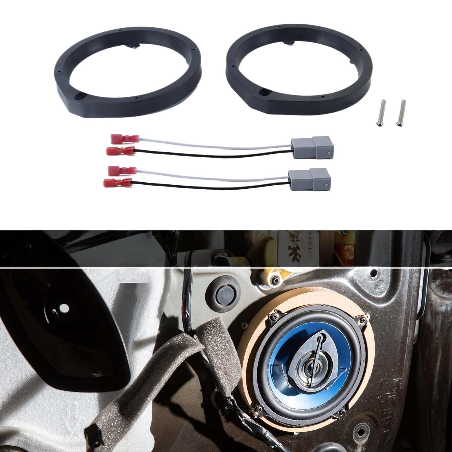 Anello distanziatore adattatore per altoparlanti da 6,5" con combinazione di cavi per Honda