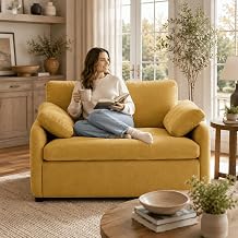 Litex 50 x 43 Oversized Chenille Armchair with Pillows Extra Wide & Deep Comfy Lounge Chair, Modern Accent Chair for Living Room, Bedroom, Apartment, Dorm or Reading Nook Yellow