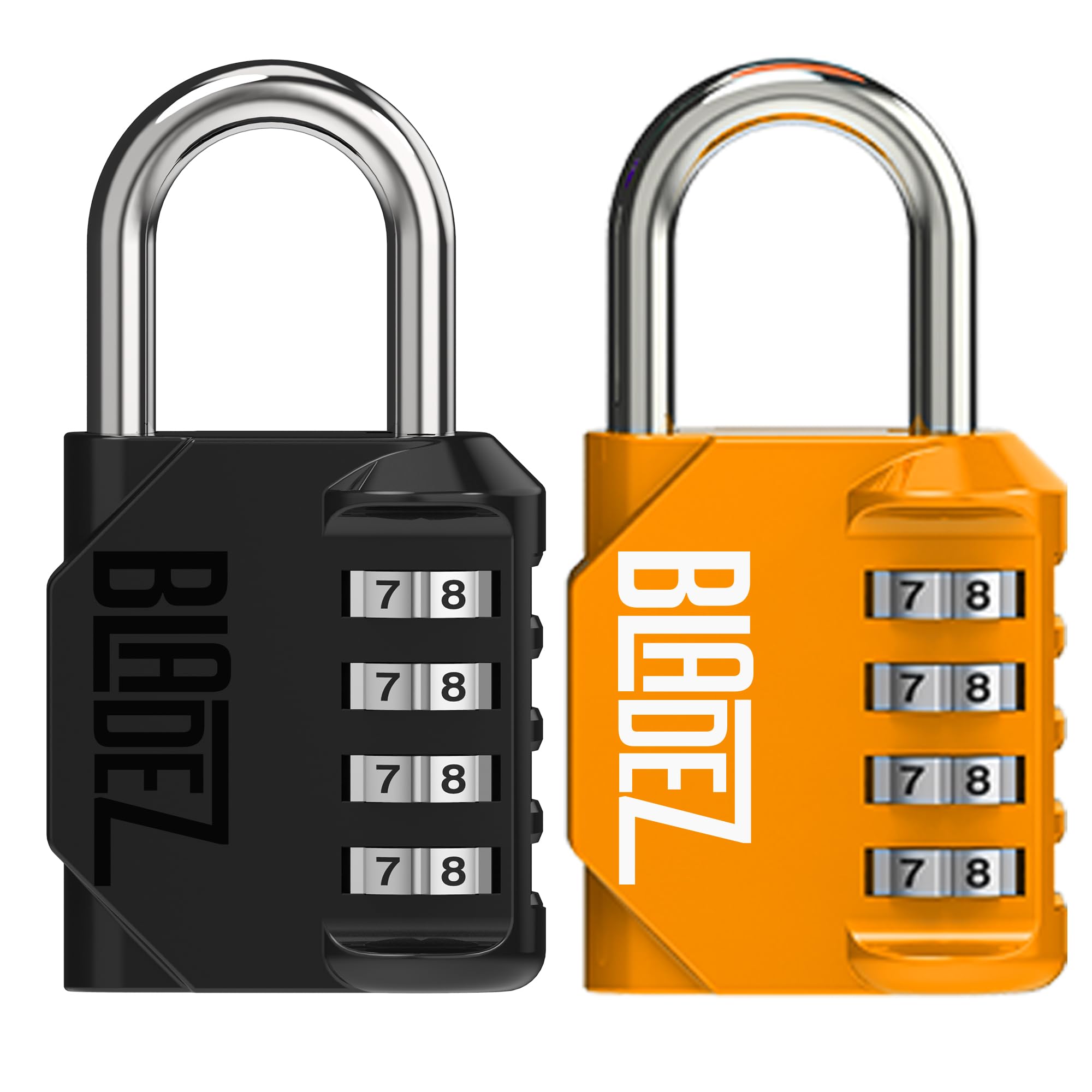 Bladez Combination Padlock with Code, Heavy Duty 4 Digit Pad Locks with Code, Weatherproof & Rust Resistant Locker Padlocks for Gym, School, Shed, Toolbox, Storage & Gate Pack of 2 Black & Gold