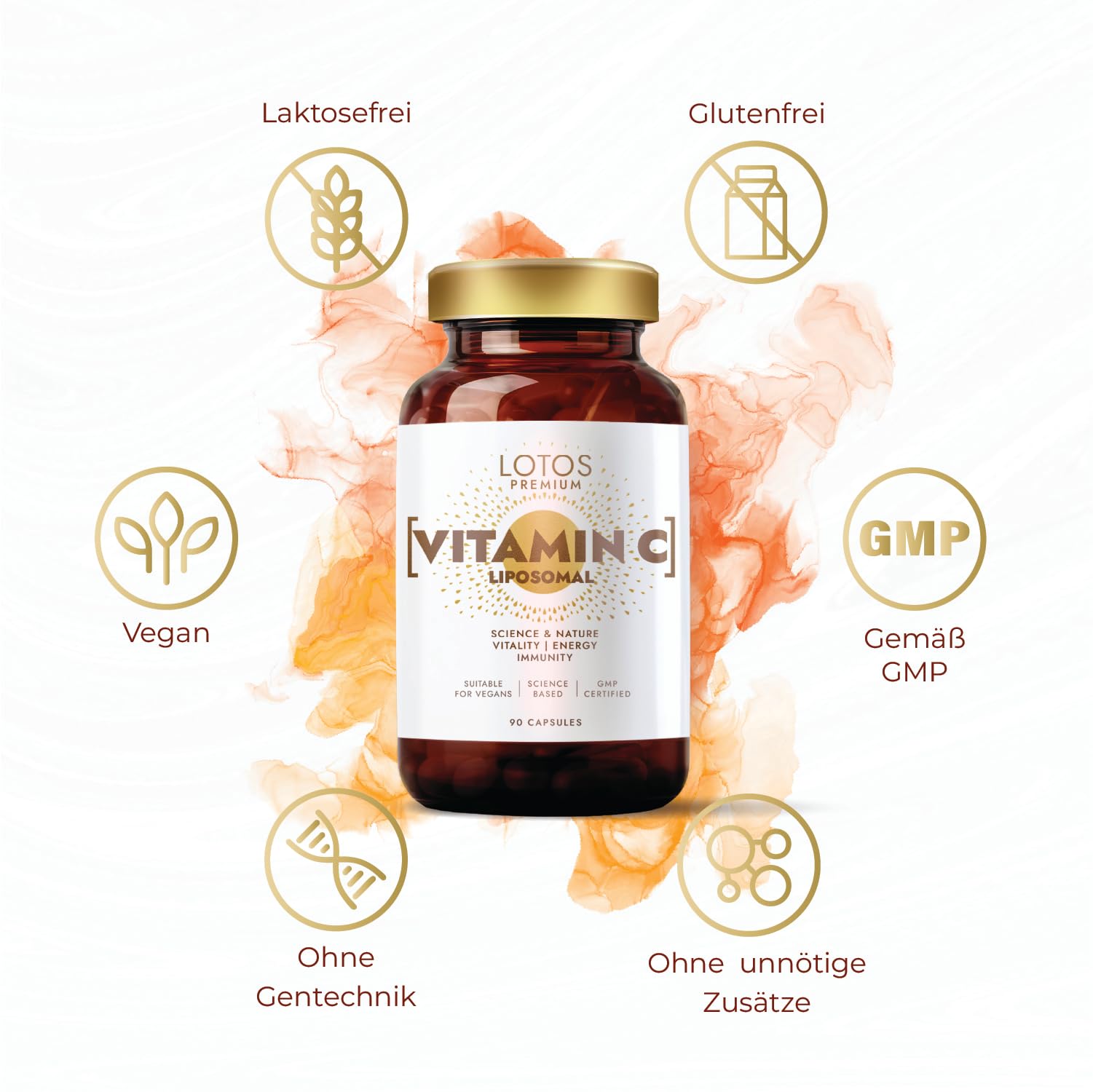 Vitamin C - Hochdosiert 900mg pro Tagesdosis Liposomal Vitamin C - Liposomales Technologie garantiert volle Vitaminabsorption - 90 Kapseln 3er-Pack - Vegan, GMP Qualität