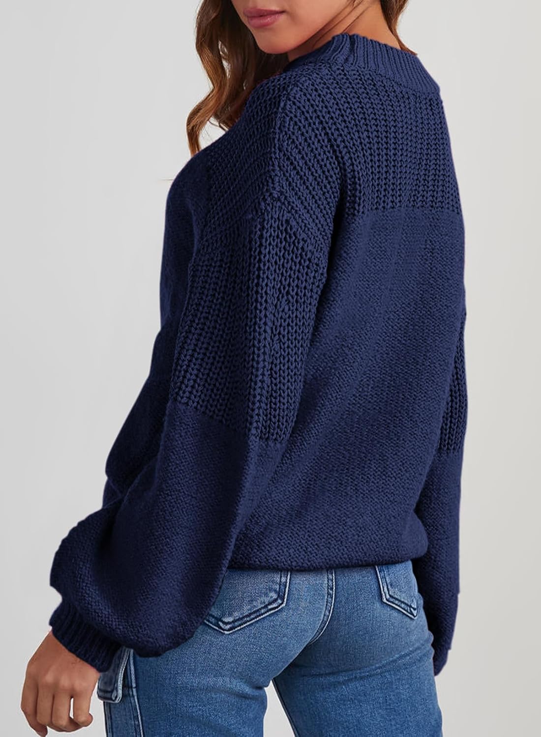 Dokotoo Women's Casual Long Sleeve Sweaters Loose Crewneck Knit Solid Pullover Sweater Jumper Tops - Image 3