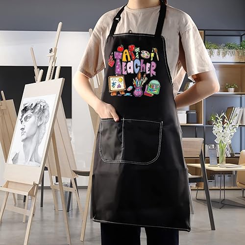 Miniatura 6 de WZMPA Delantal para profesor de arte con bolsillos, regalos para profesores de arte, delantal ajustable para amantes del arte, escuela de arte