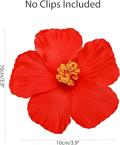 Miniatura 2 de Marsrut 10 flores de hibisco fiesta de verano decoración de bricolaje flores artificiales hula para niñas decoración de cabello rojo rosa