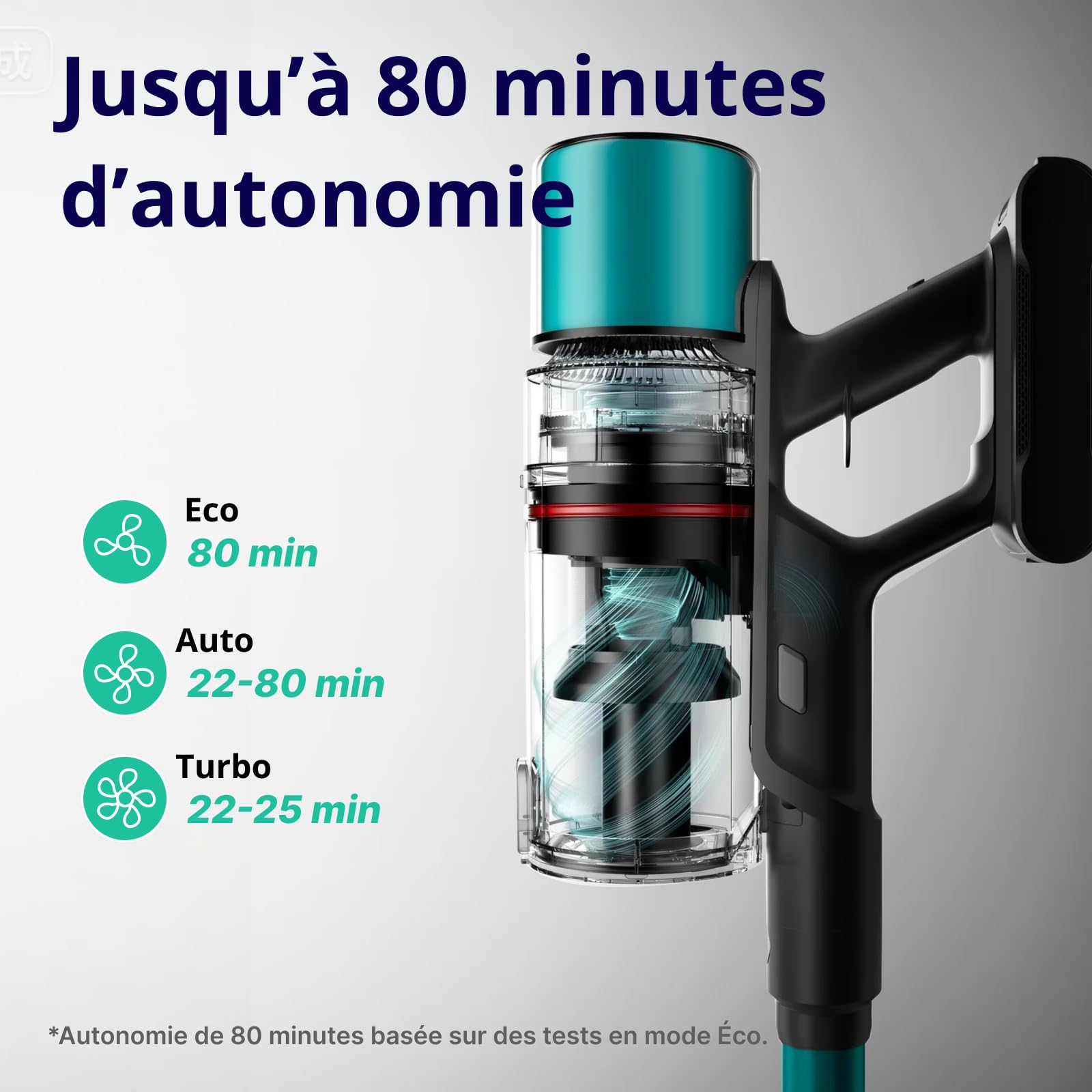 V5 Pro Aspirateur Balai sans Fil, 55Kpa/600W/80Min, Tuyau Flexible de 1 m