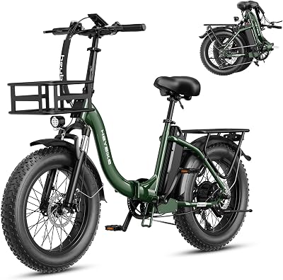 Heybike Ranger 2.0 Electric Bike for Adults, 1400W Peak Motor Ebike, 20'' Fat Tire Step-Thru E Bike with 600Wh Removable Battery, Up to 28MPH & 60 Miles, All-Terrain Folding Electric Bicycle-GNQK