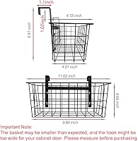 Vista 5 de MaraFansie Basket with Hook, Grid Storage Basket, Over the Cabinet Door Organizer, Wire Hanging Basket with Hook Over the Railing, Under Sink