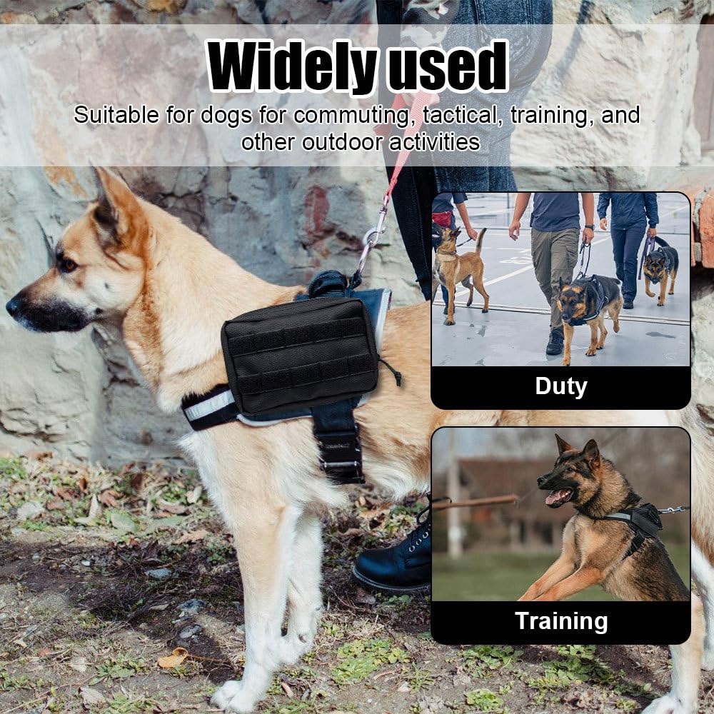 Borsa da Sella per Cani, Zaino Tattico per Imbracatura per Cane in Nylon 1000D, Molle Zaini per Trasporto Cani con Scomparti, per Guinzagli, Collari, Ciotole, Sacchetti per Escrementi e Chiavi