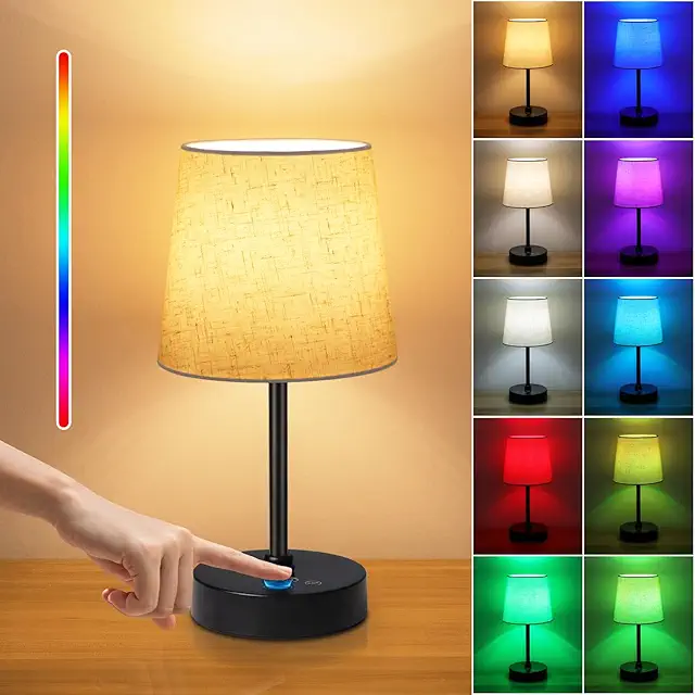 Rechargeable Cordless Table Lamp with Dimmable 3 CCT & RGB Colors, Touch Control