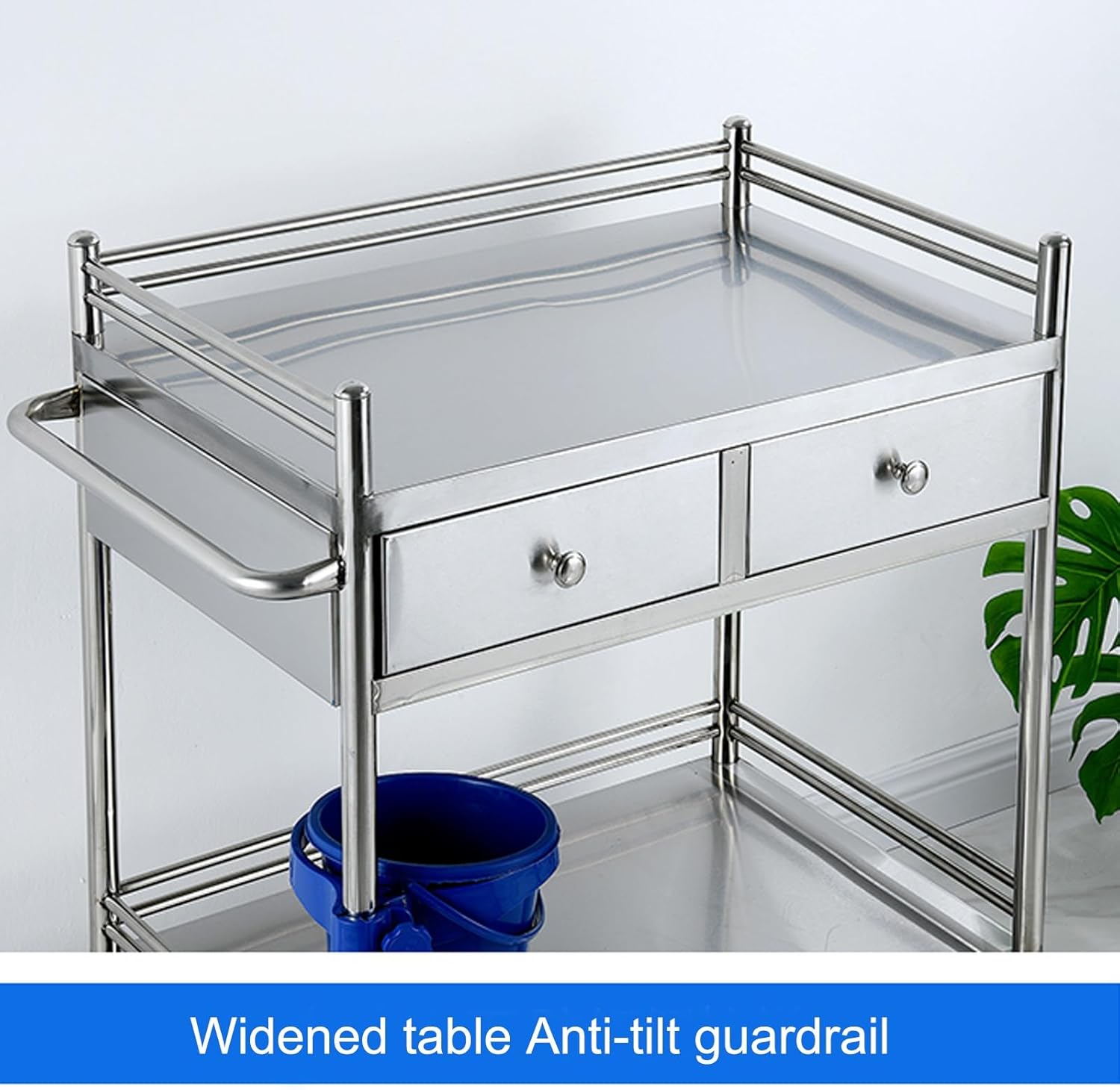 Medical Trolley Cart, 2 Tiers Mobile Medical Cart, Lab Serving Cart, Professional Utility Cart with Wheels, for Dental Clicnic, Lab, Beauty Salon Storage Cart