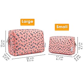 Narwey Cute Cheetah Makeup Bag Travel Cosmetic Bag Organizer Toiletry Bag Make Up Bags with Compartments for Women Girls (Large, Leopard)