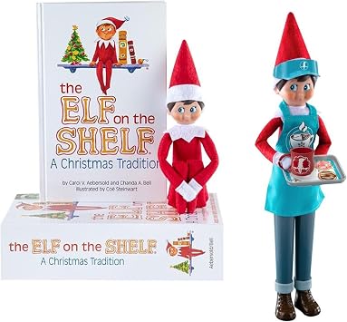 The Elf on the Shelf Christmas Tradition Box Set with Elf Light Tone Boy, Story Book and MagiFreez Cocoa to Go Barista Accessory Set Multi-Item Bundle