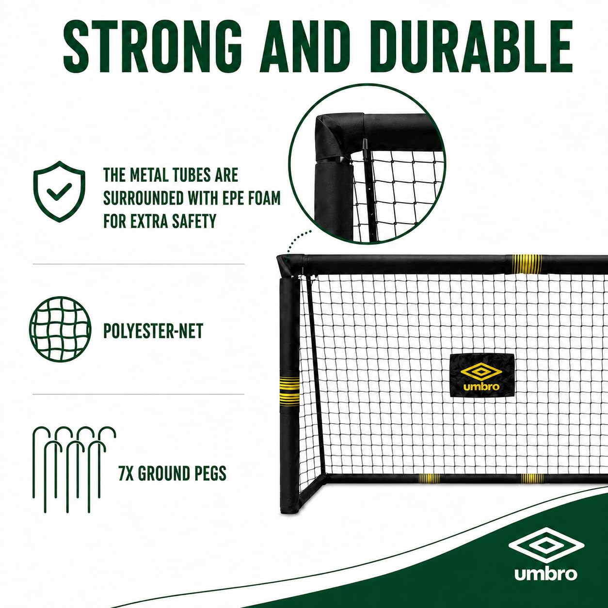 Umbro Bramka Do Piłki Nożnej 300 X 200 X 120 Cm – Bramka Do Piłki Nożnej Do Ogrodu, Dla Dzieci I Dorosłych – Akcesoria Treningowe Do Użytku Wewnątrz I Na Zewnątrz – Metalowa, Czarny/Żółty