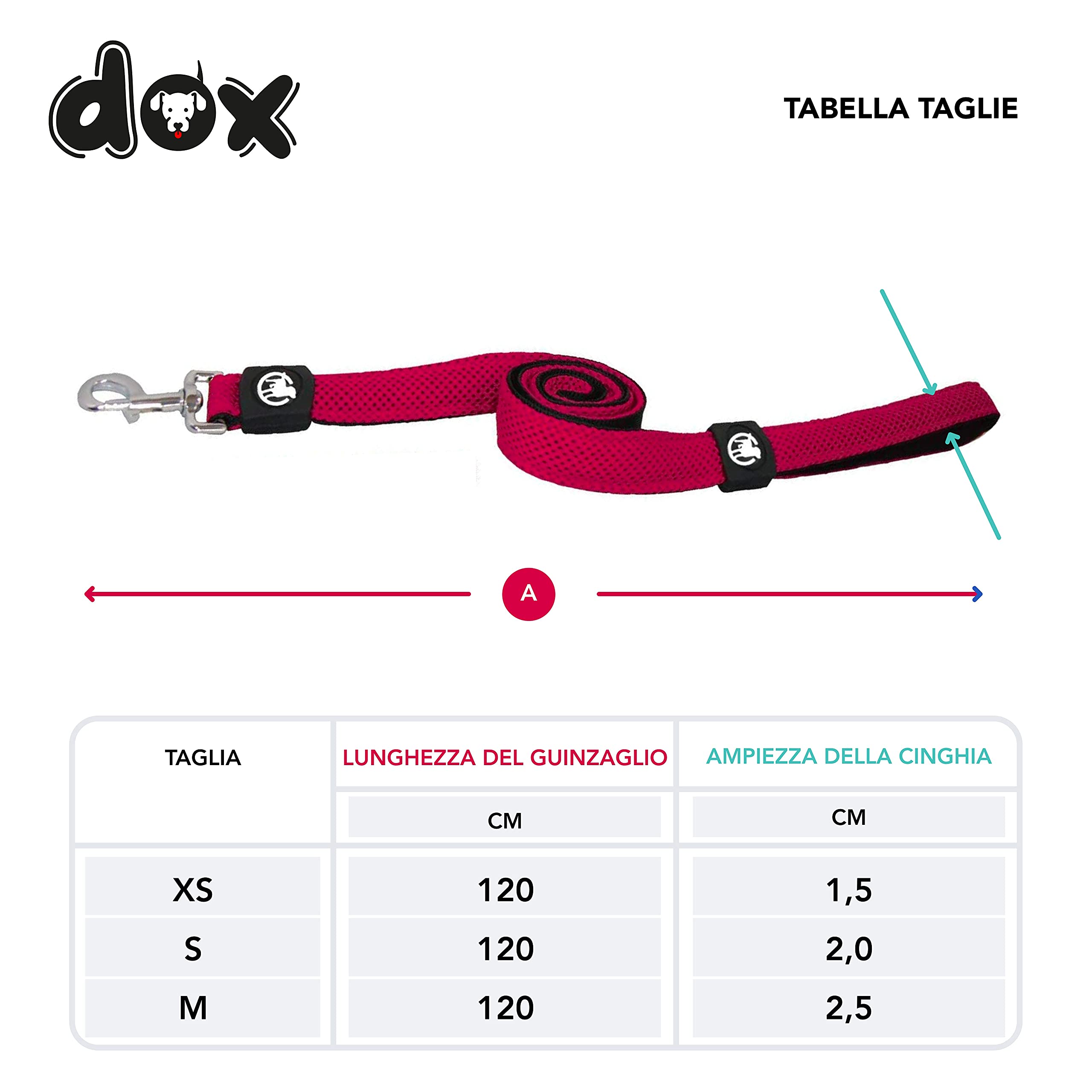DDOXX Guinzaglio Cani Air Mesh, Imbottito, 120 cm | Tanti Colori e Taglie | Per Cani Piccoli Medi Grandi | Guinzaglio Cane Gatto Cucciolo Taglia Piccola Media Grande | Rosa Pink, S