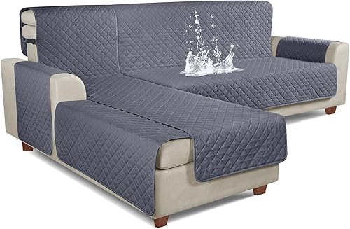 Fundas de sofá seccionales 100 impermeables en forma de L 3 piezas fundas de sofá para diván seccional para mascotas y niños Lgris oscuro Fundas de sofá seccionales 100 impermeables en forma de L 3 piezas fundas de sofá para diván seccional para mascotas y niños Lgris oscuro