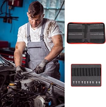 Drill Bit Storage Bag Zipper, Zipper Bit Tool Pouch Cloth, Wrench Organizer Drill Bit Storage Bag,Small Tool Carrying Case for 55 Driver Bits (224 * 177 * 42mm)