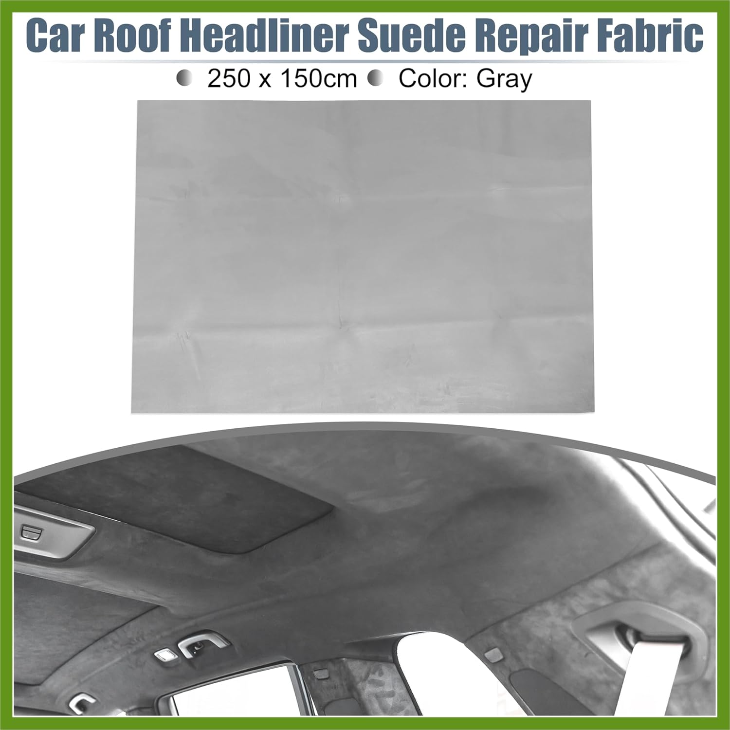Suede Headliner Fabric 98" Length x 60" Width Foam Backed for Car Truck RV SUV Interior Trim Protect Aging Broken Faded DIY Repair Replacement Gray Vehicle Components