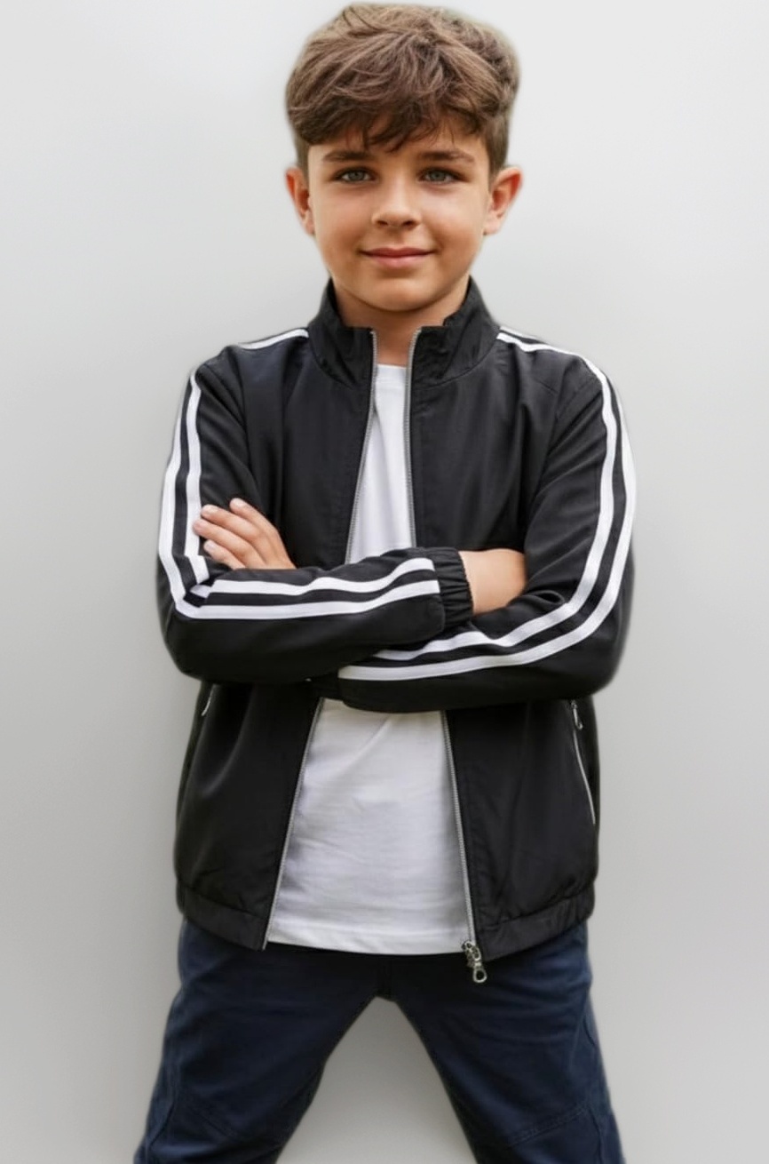 Boys Casual Zipper Jacket | Kids Lightweight Solid Color Track Jacket |1